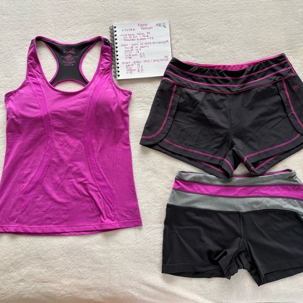 Kyodan Pink and gray running / exercise set.  3 piece - M